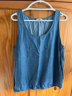 LOFT Denim-Look Tank Top in Mid Blue